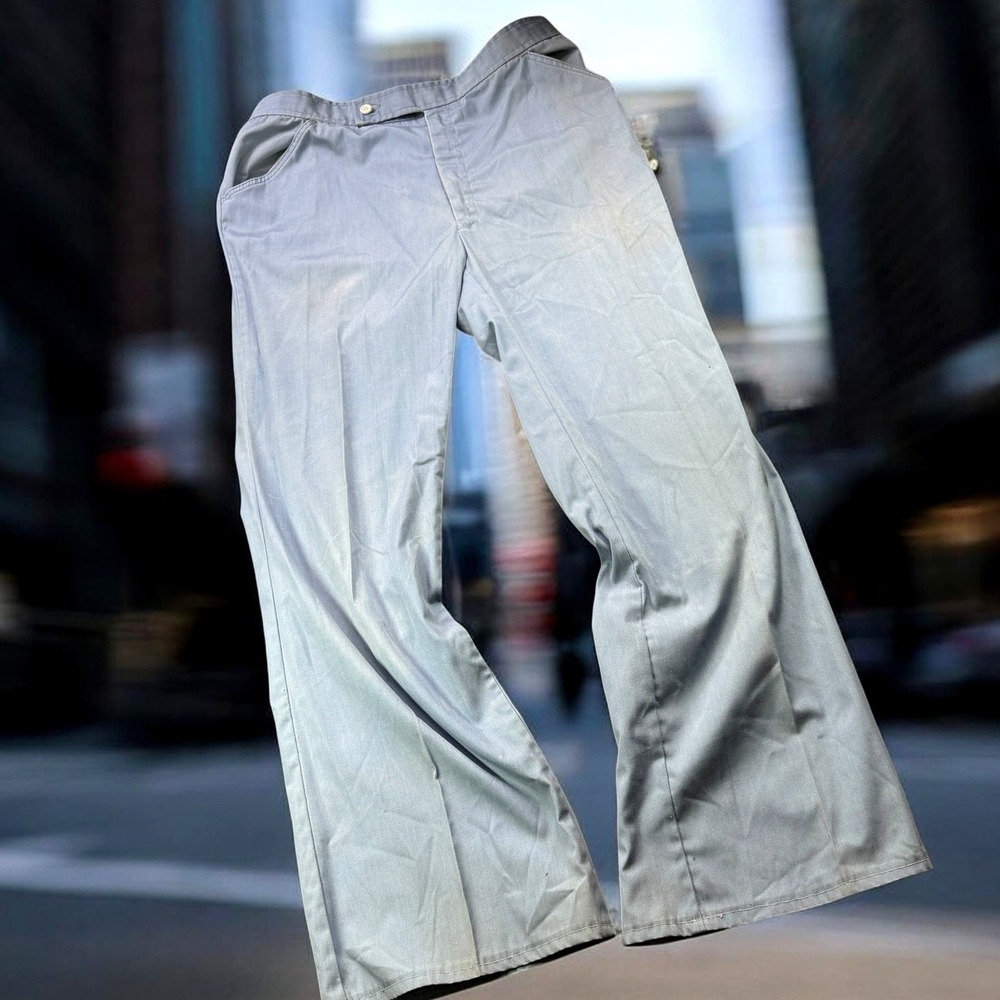 Vintage Unbranded Trousers Mens‎ 32 Blue Elastic Waist Casual Retro Workwear 80s